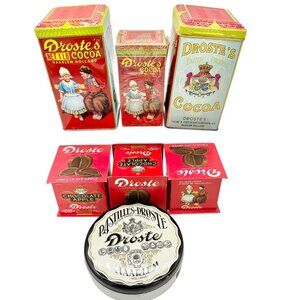 Vintage Droste Chocolates Set Of 7 Chocolate Tins and Boxes Holland Collectibles